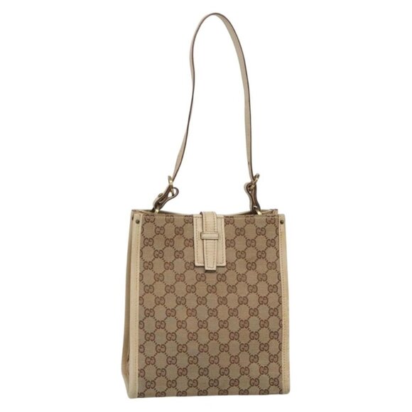 GUCCI GG Canvas Shoulder Bag Beige Gold 110292 Auth 135360 - Picture 1 of 16